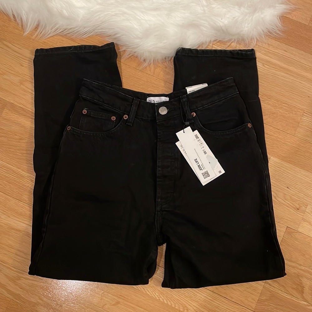 Zara Straight Leg Black Denim Jeans